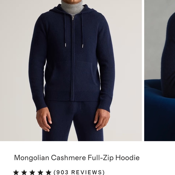 Quince men’s Mongolian Cashmere Full-Zip Hoodie, sz M - Picture 6 of 12